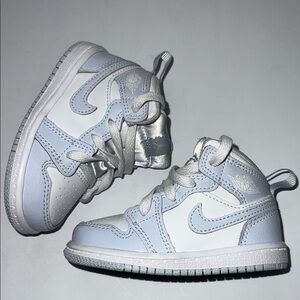 Nike Kids Jordan 1 Mid Cobalt Bliss/ White Sneakers